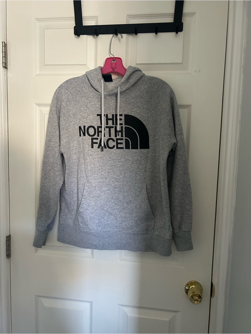 The North Face Womens Light Gray Crewneck Hoodie with Black Logo Size Small